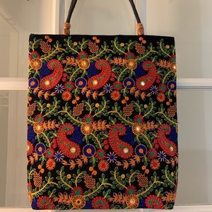 Vintage embroidered tote bag